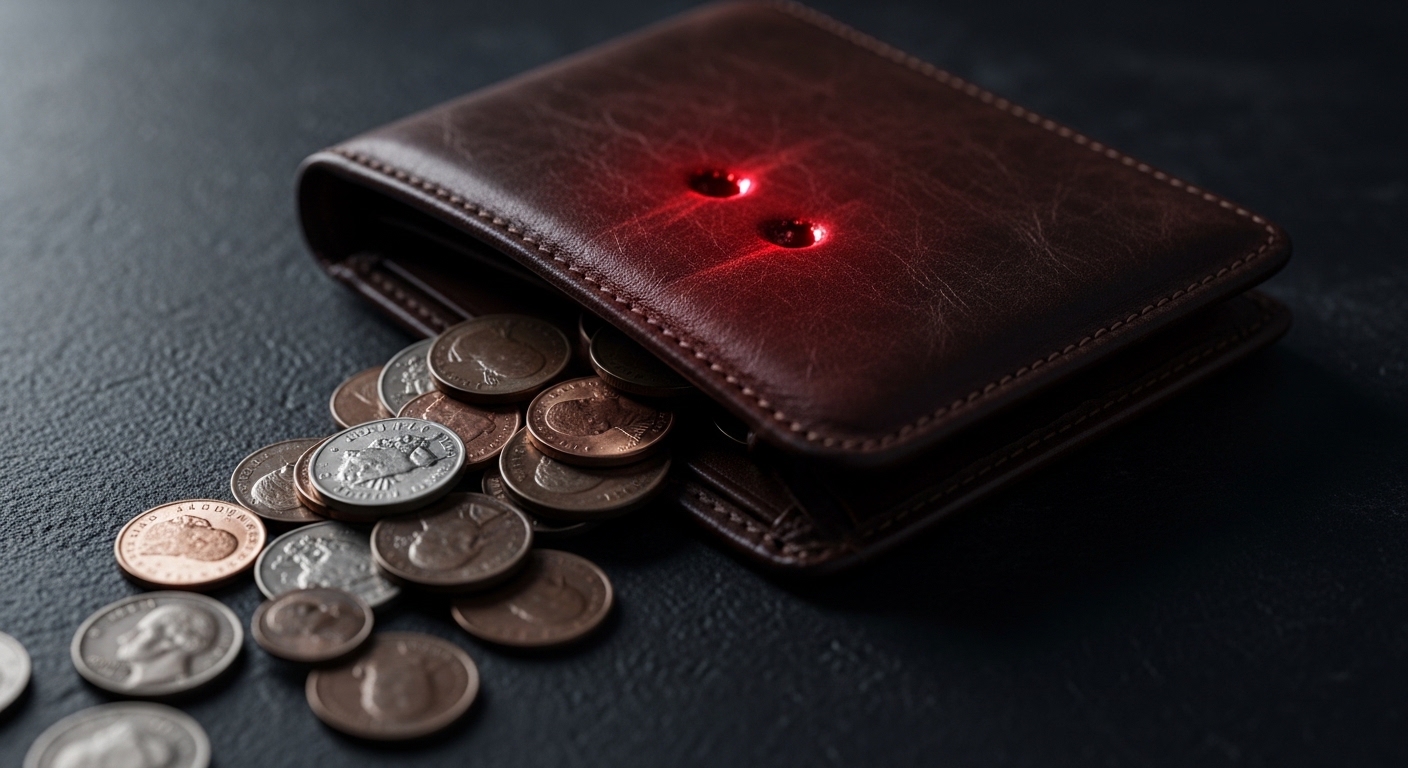 A bat sucking coins out of a wallet, representing vampire costs